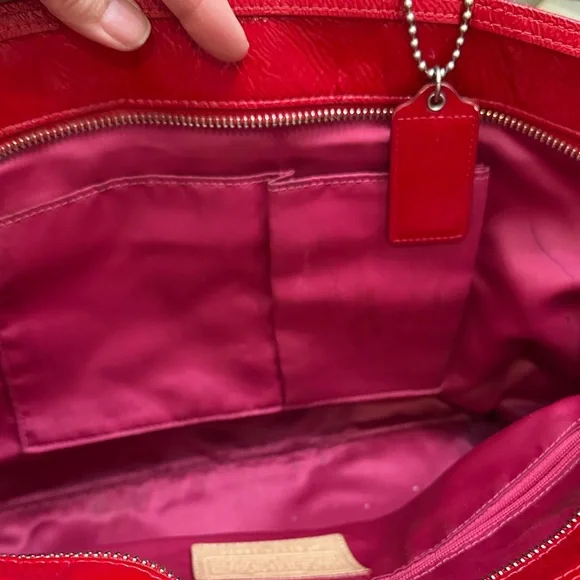 Coach Red Quilted Tote Bag - Picture 6 of 9
